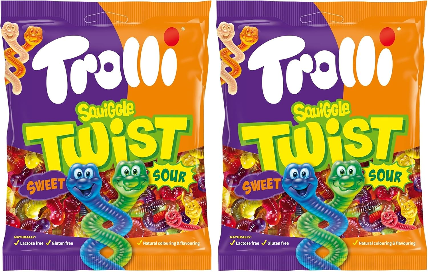 Trolli Squiggle Twist Fun and Fruity Gummi Twists 140 G &ndash; Soft Chewy Lollies, Rainbow Fruit Candy, Gluten-Free Sweet Treats, Party and Snack Pack image number 2