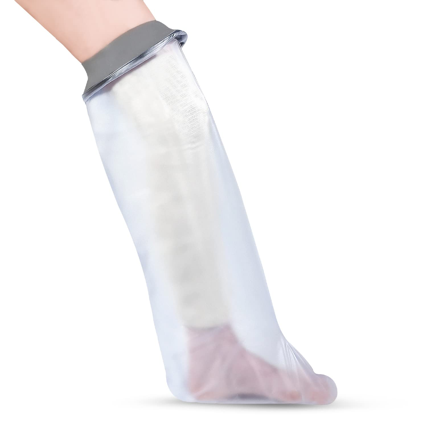 Waterproof Leg Cover for Shower & Bath - Adult - Reusable Waterproof Cast Protector Leg Sleeve Made with a Soft, Stretchy Neoprene Seal & High Grade PVC Body &ndash; Small-Medium, 78 Cm X 44 Cm, Grey image number 2