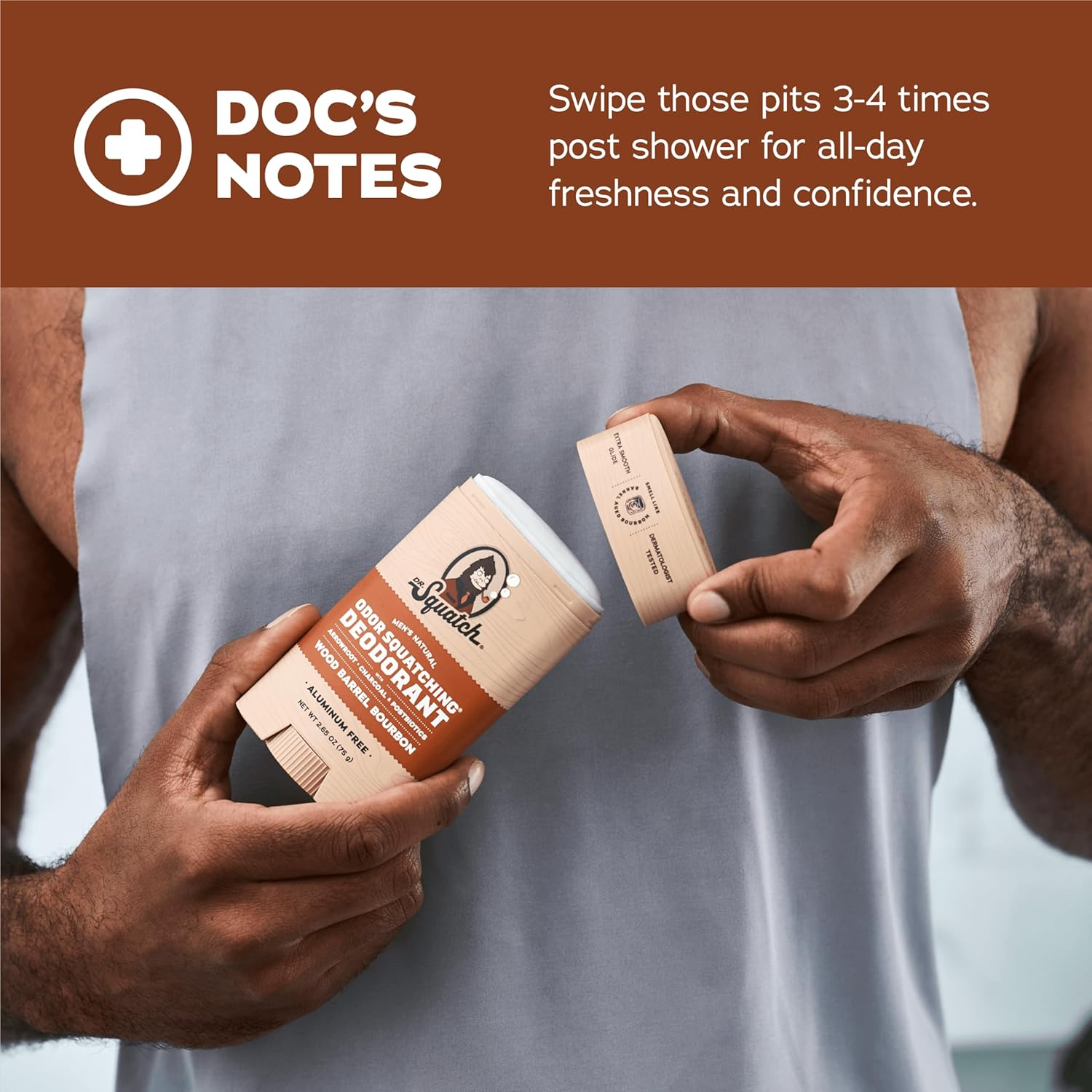 Dr. Squatch Natural Deodorant for Men 2 Pack Wood Barrel Bourbon &ndash; Odor-Squatching Men'S Deodorant Aluminum Free (2.65 Oz, 2 Pack) image number 1