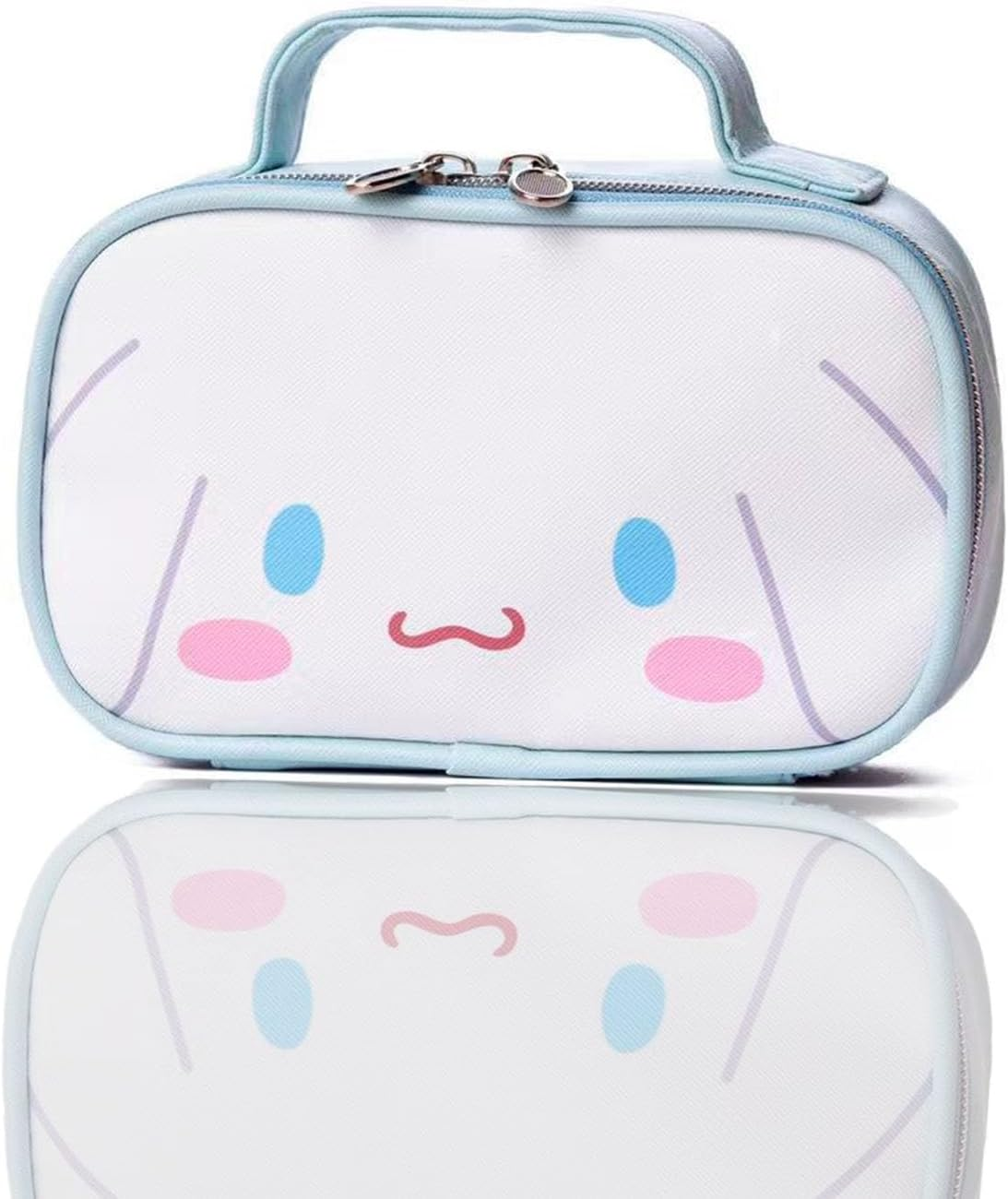 Akutoer Cartoon Cosmetic Bag with Zippe, Blue, Kawaii