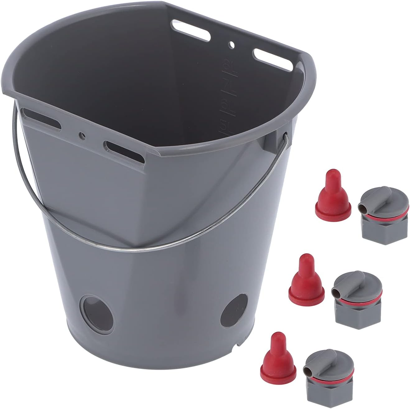 Calf Feed Bucket, Large Capacity Animal Feeder 8L Plastic Feed Pail with Nipple Check Valve for Cattle Sheep Livestock Farm Use (For Sheep) image number 2