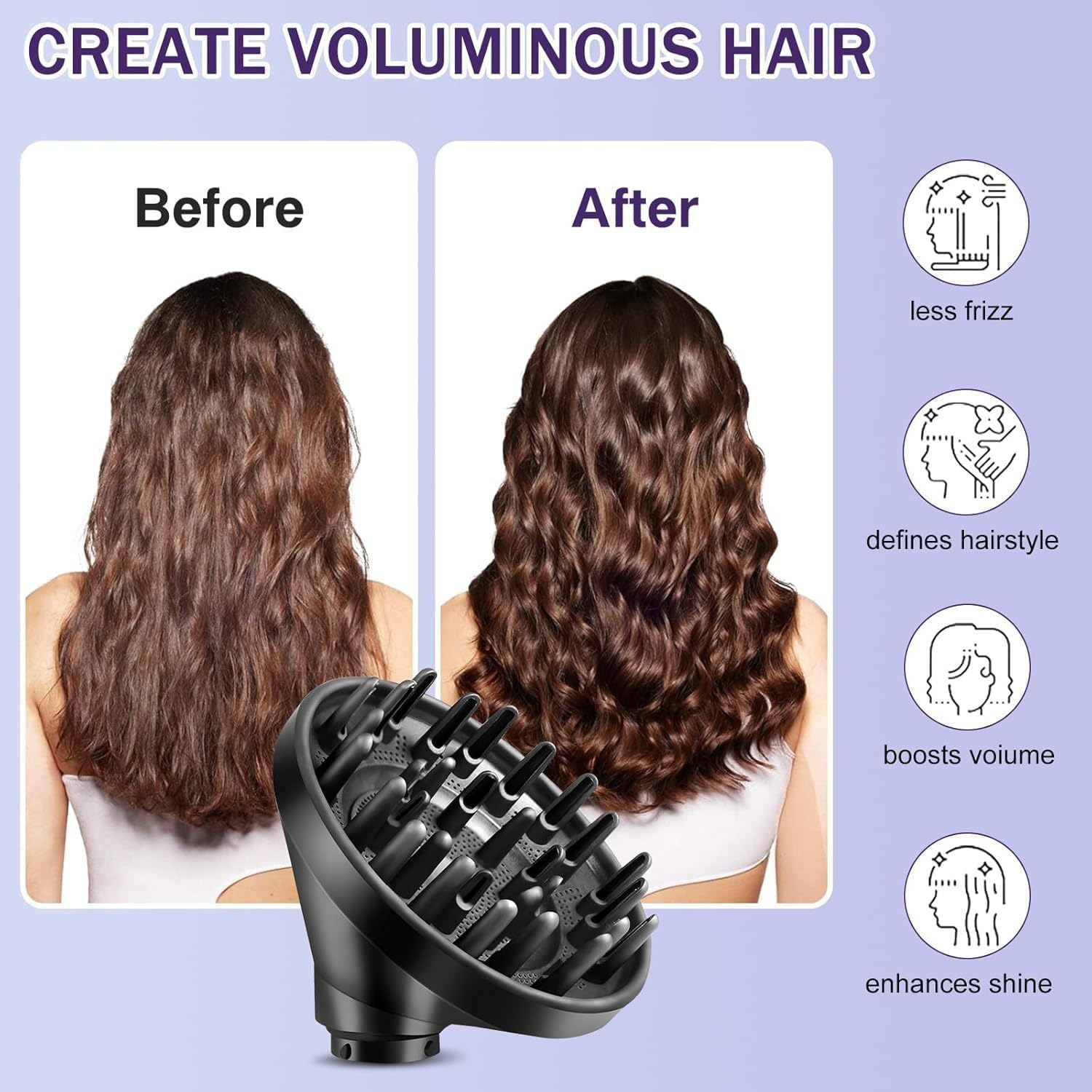 Upgraded Diffuser Attachment for Dyson Airwrap &ndash; Larger Nozzle for Faster Drying & Defined Curls, Compatible with All Dyson Airwrap & Curling Iron Models image number 5