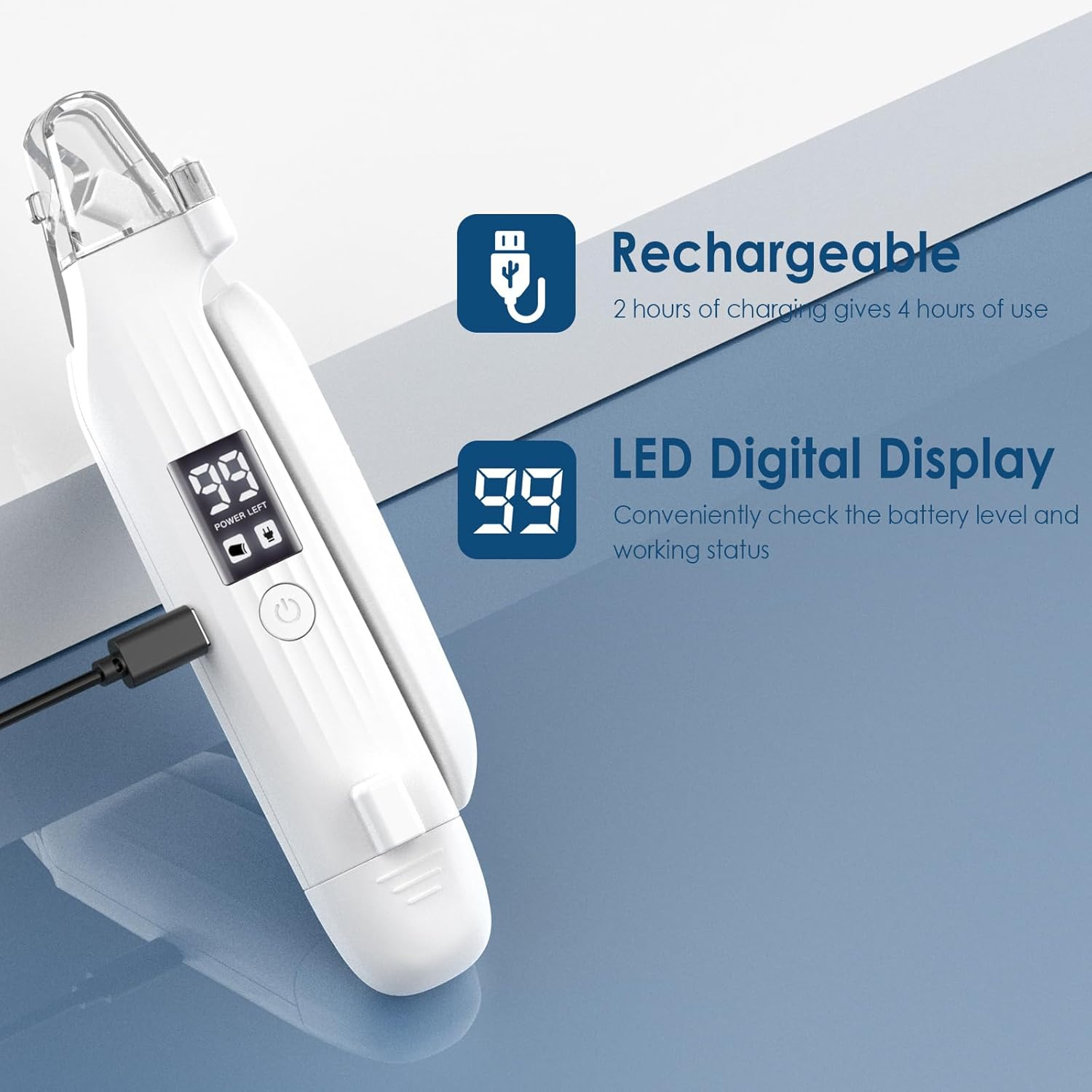 Simpeak 2-In-1 Pets Nail Clippers with LED Light, Electric Dog Nail Grinder Cat Nail Trimmer Paws Smoothing with Power Display, Safe Professional Paws Grooming & Smoothing Tool for L/M/S Dogs/Cats image number 3