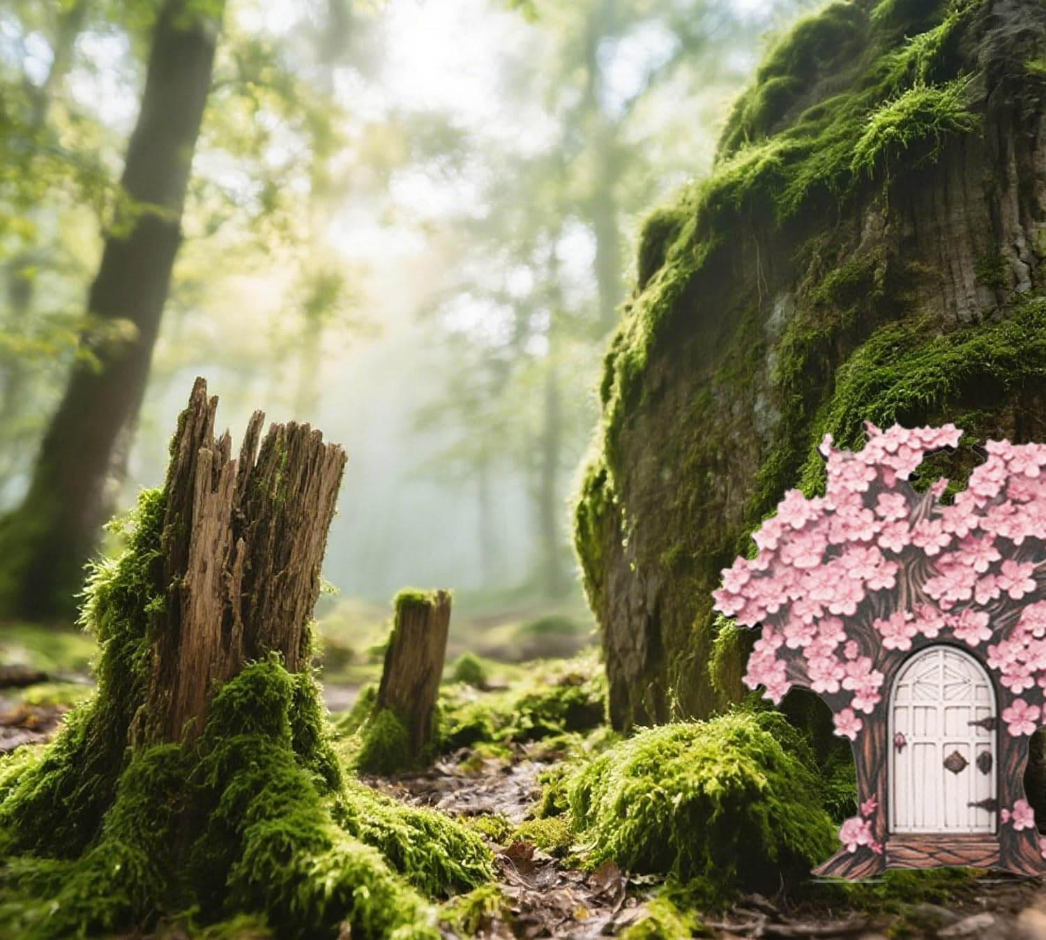 1 Pcs Enchanted Fairy Door for Garden - Whimsical Gnome Door Miniature, Magical Tree Trunk Decor, Adorable Fairy House Accessories & Garden Ornaments