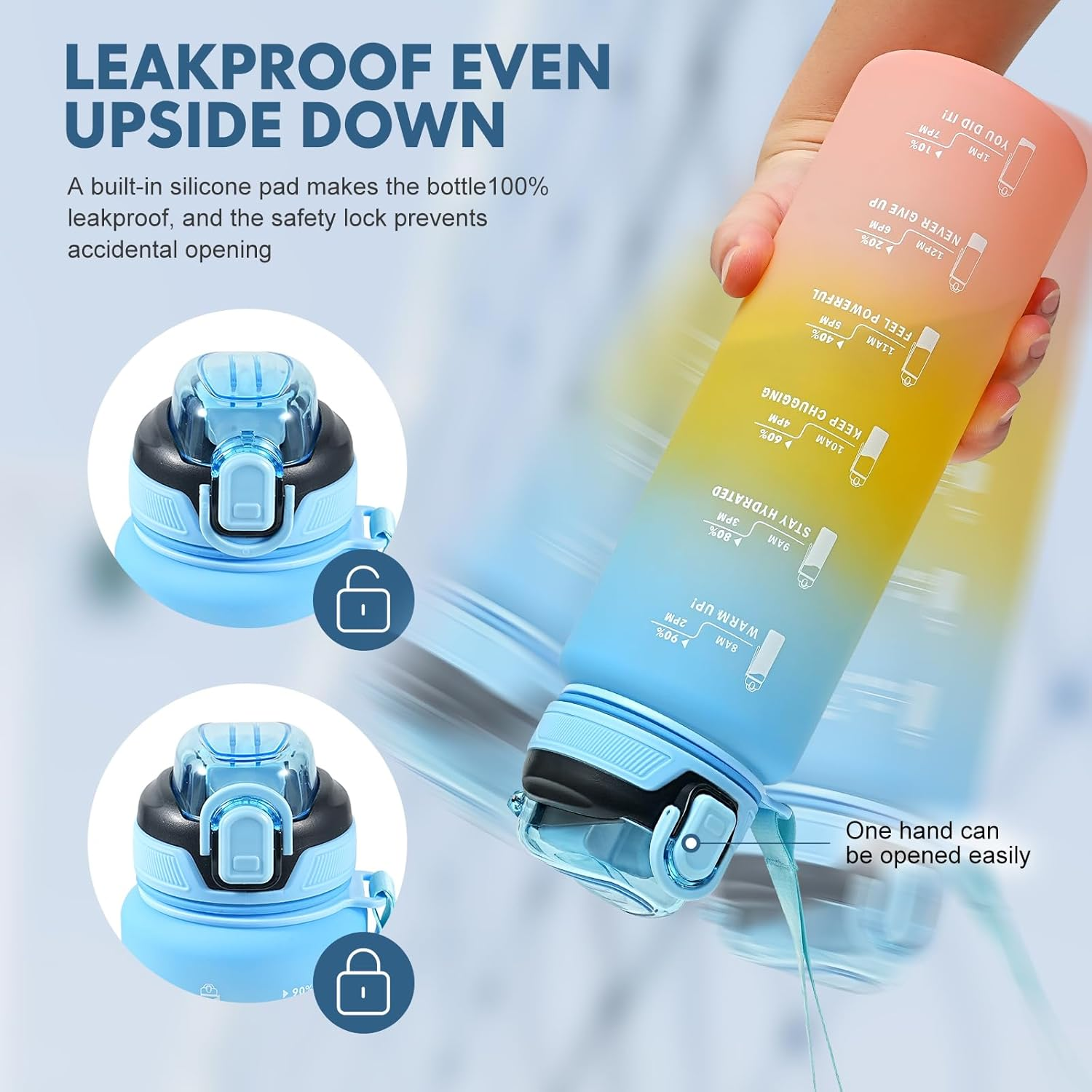 Water Bottle with Straw 1L,Boys Water Bottles with Straw 1 Litre,Waterbottle Leak-Proof Sports Water Bottle,Plastic Drinks Bottles Toxin Free，Bpa-Free (Blue-Yellow-Pink) - 11-Blue-Pink image number 5