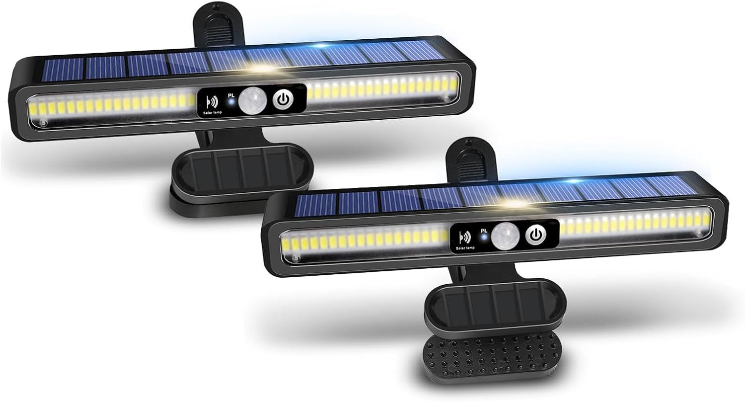 Clip on Solar Motion Lights Outdoor Waterproof, 2 Pack Solar Fence Lights outside with 36 LED, 6000K, Portable Solar Powered Security Light for Fence Garage Camping image number 4
