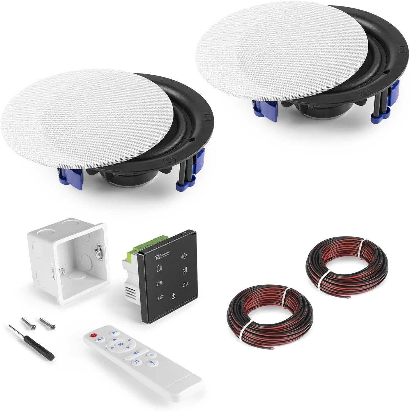 Power Dynamics Powerline A50B Bluetooth Ceiling Speaker System with Amplifier - 2X In-Ceiling Speakers for Home, Bathroom, Seamless Audio Experience, Wall Mounted Bluetooth Amplifier image number 2