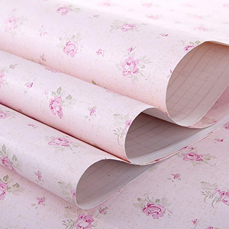 Pink Floral Drawer Shelf Liner Self Adhesive Decorative Rose Contact Paper for Shelves Drawer Cabinets Furniture Wall Decoration (17.7X78.7 Inches) image number 4