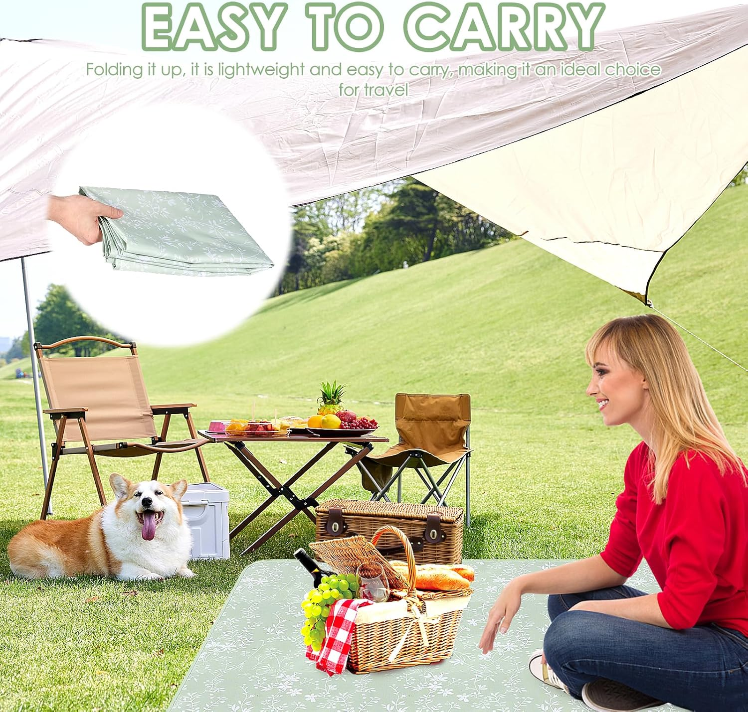 51Inch Baby High Chair Splash Mat, Waterproof Baby Food Spill Floor Mat, Nonslip Portable Picnic Pad, Baby Crawling Mat for under High Chair 130&times;130 Cm (Green) - Colorful image number 6