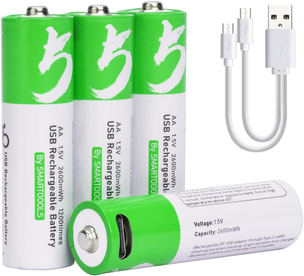 USB AAA Lithium Ion Rechargeable Battery, 1.5V 750Mwh Rechargeable AAA Battery, 1 H Fast Charge, 1200 Cycle with Type C Port Cable, Constant Output,8-Pack