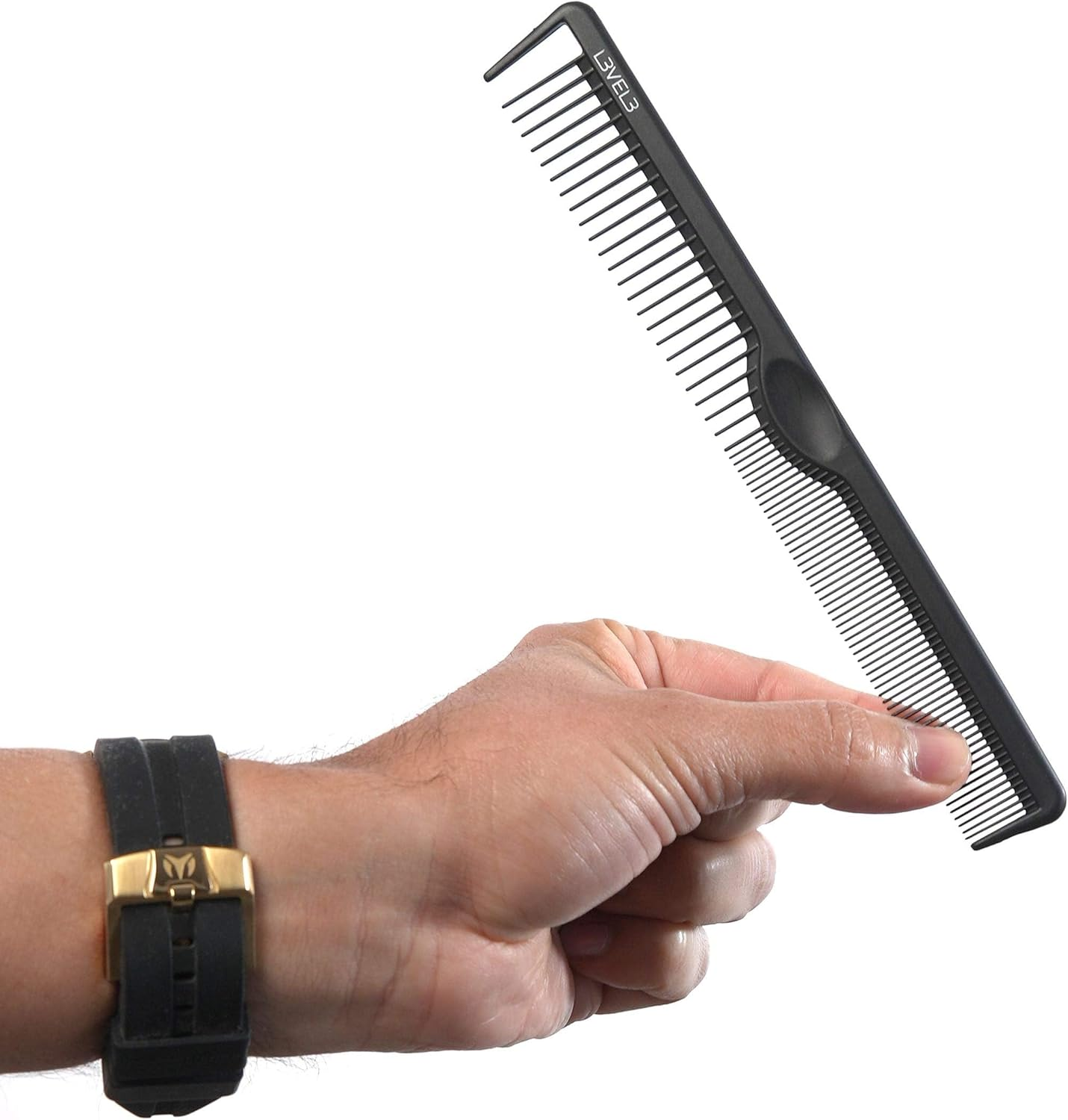 L3VEL3 Comb Set - Varies in Size and Tooth Width - Made with Durable Carbon - Helps Tame Frizz, Flyaways and Static - Heat and Chemical Resistant - Housed in a Handy, Protective Pouch - 9 Pc