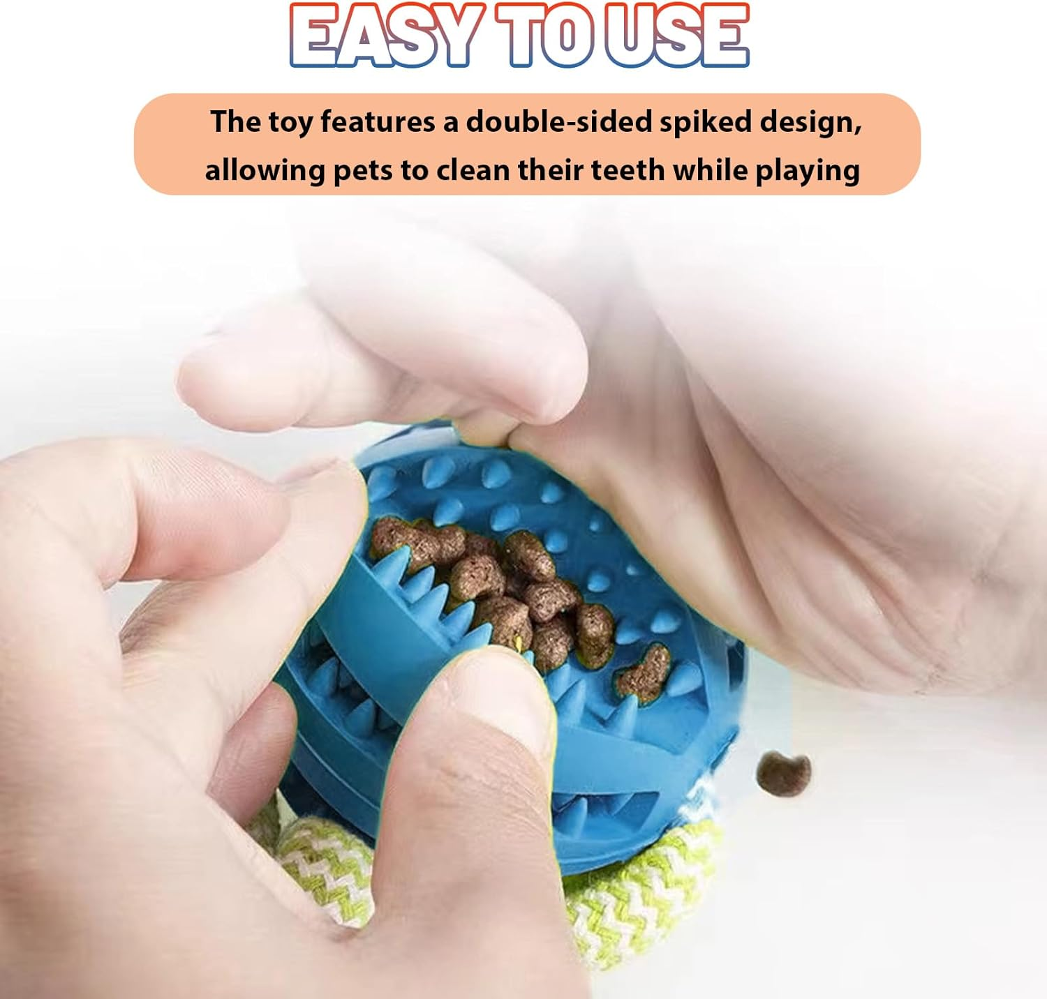 LUMOOM Pack of 2 Dog Toy Ball, Interactive Treat Dispenser, Intelligence Ball, Robust Dog Ball, Diameter 6 Cm, Natural Rubber Puppy Toy, Rubber Ball for Puppies (Blue + Orange) image number 2