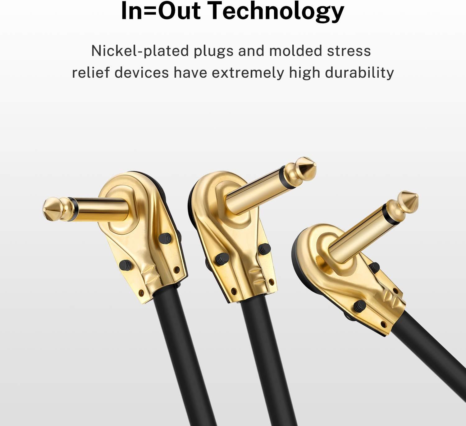 Donner Guitar Patch Cables Right Angle, 6 Inch Effect Pedal Cords 1/4 Instrument Cables for Guitar Bass Effects Pedals 6 Pack image number 1