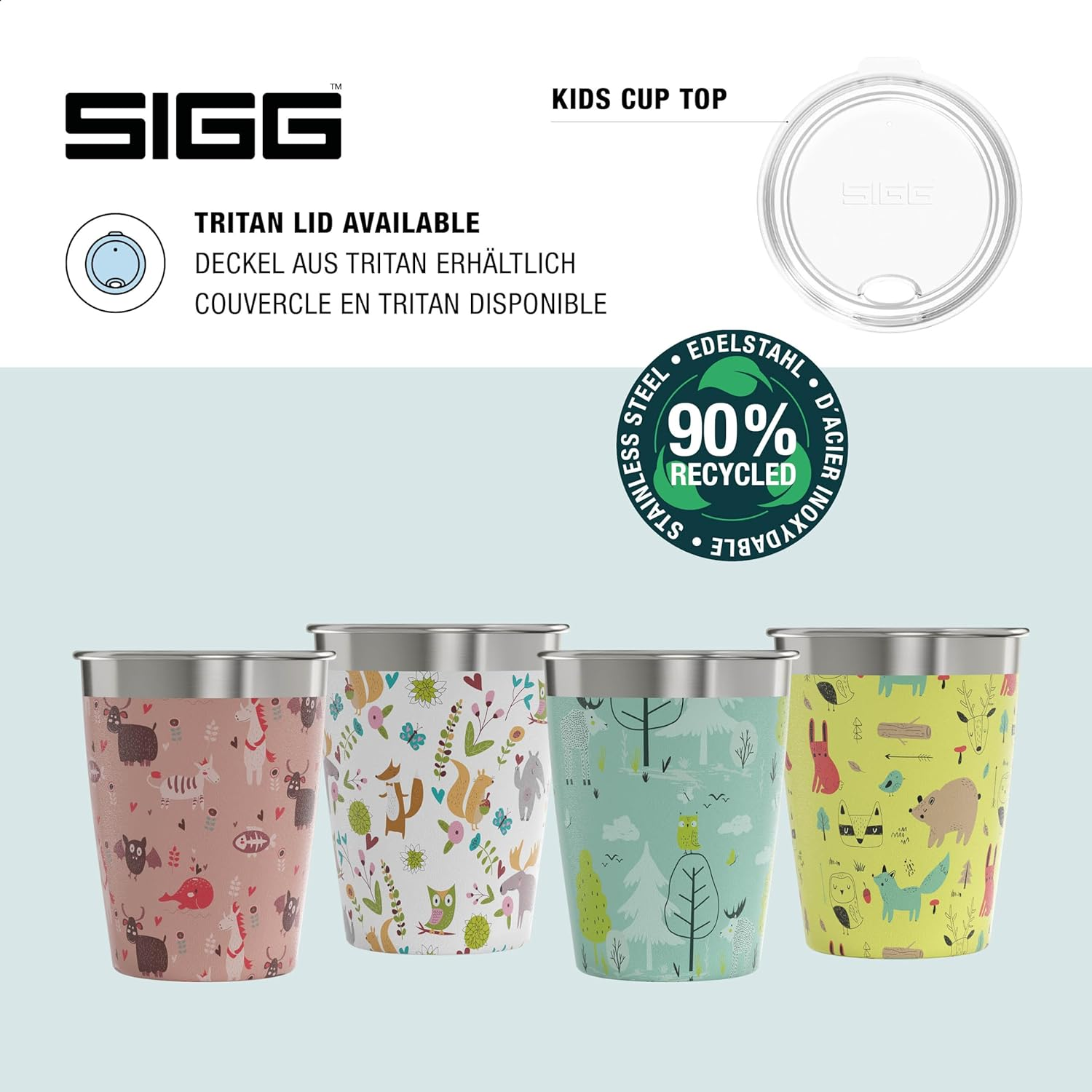 SIGG Children'S Stainless Steel Cup Set (4 X 0.35 L), Drinking Cups for Kids in 4 Colorful Designs for Boys and Girls, Practical Childrens Cups for at Home and on the Go, Wildlife image number 6