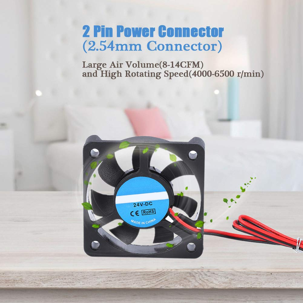 XUMIUZIY 24V Cooling Fan for 3D Printers, 5Cm, 30Db, 8-14CFM, 4000-6500 RPM, 2-Pin Connector, Forced Air Cooling, Compatible with Printers image number 2