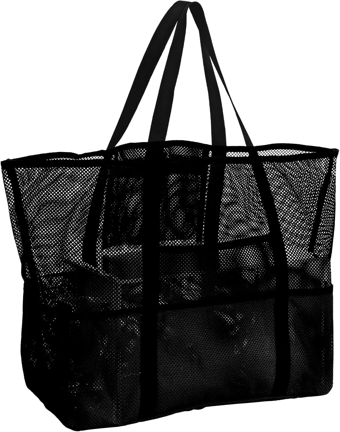 ZFLYCANP Portable Mesh Shower Bag Caddy with 8 Pockets and Handles, Toiletry Bath Organizer, Toiletry Bath Organizer for Bathroom Gym Travel Camp Beach (Black)