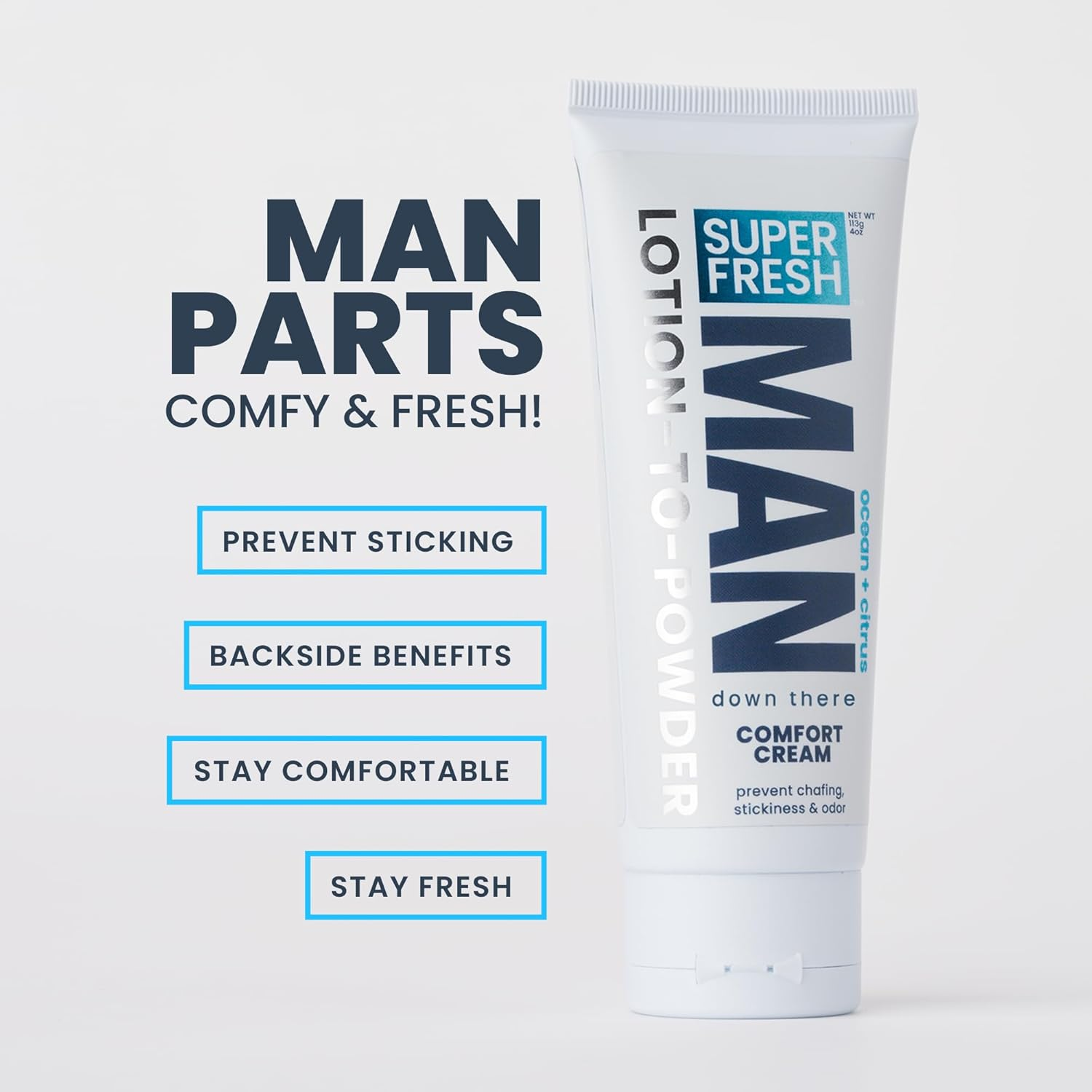 (Man Parts Powder Lotion, 118Ml (Pack of 1)) - Super Fresh Ball Deodorant for Men by Sweatblock Prevent Sweaty Man Parts & Odour Talc-Free, Paraben-Free, Aluminium-Free Lotion-To-Powder, No Mess, Quick-Dry Formula 118Ml Tube image number 5