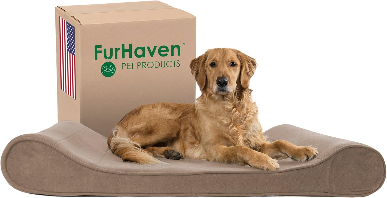Furhaven Pet Dog Bed | Orthopedic Ultra Plush Luxe Lounger Pet Bed for Dogs & Cats, Gray, Large