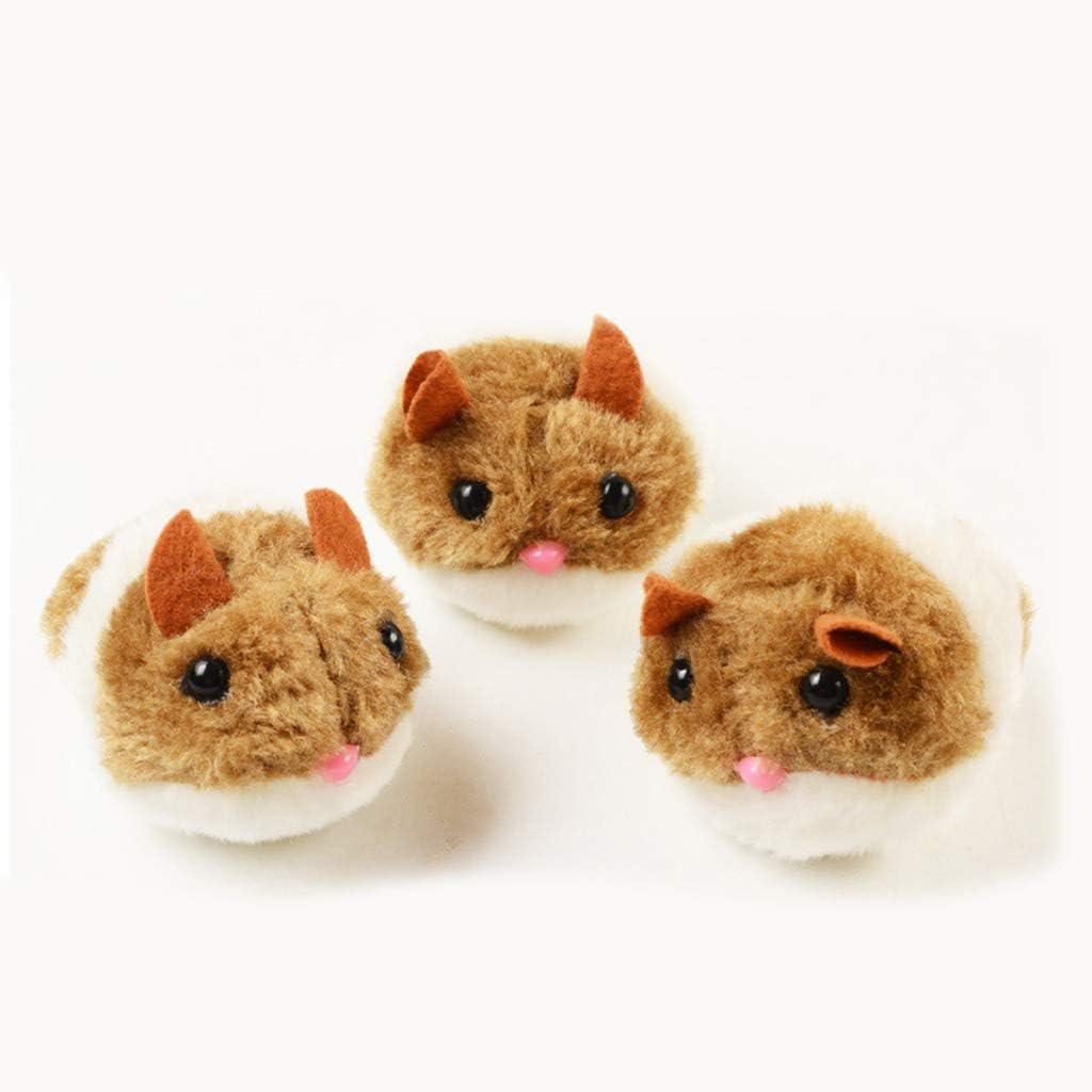 GUOJFEN Pull String Mouse Vibrating Movable Interactive Toy Fluffy Plush Mice for Cats Kitten Pets