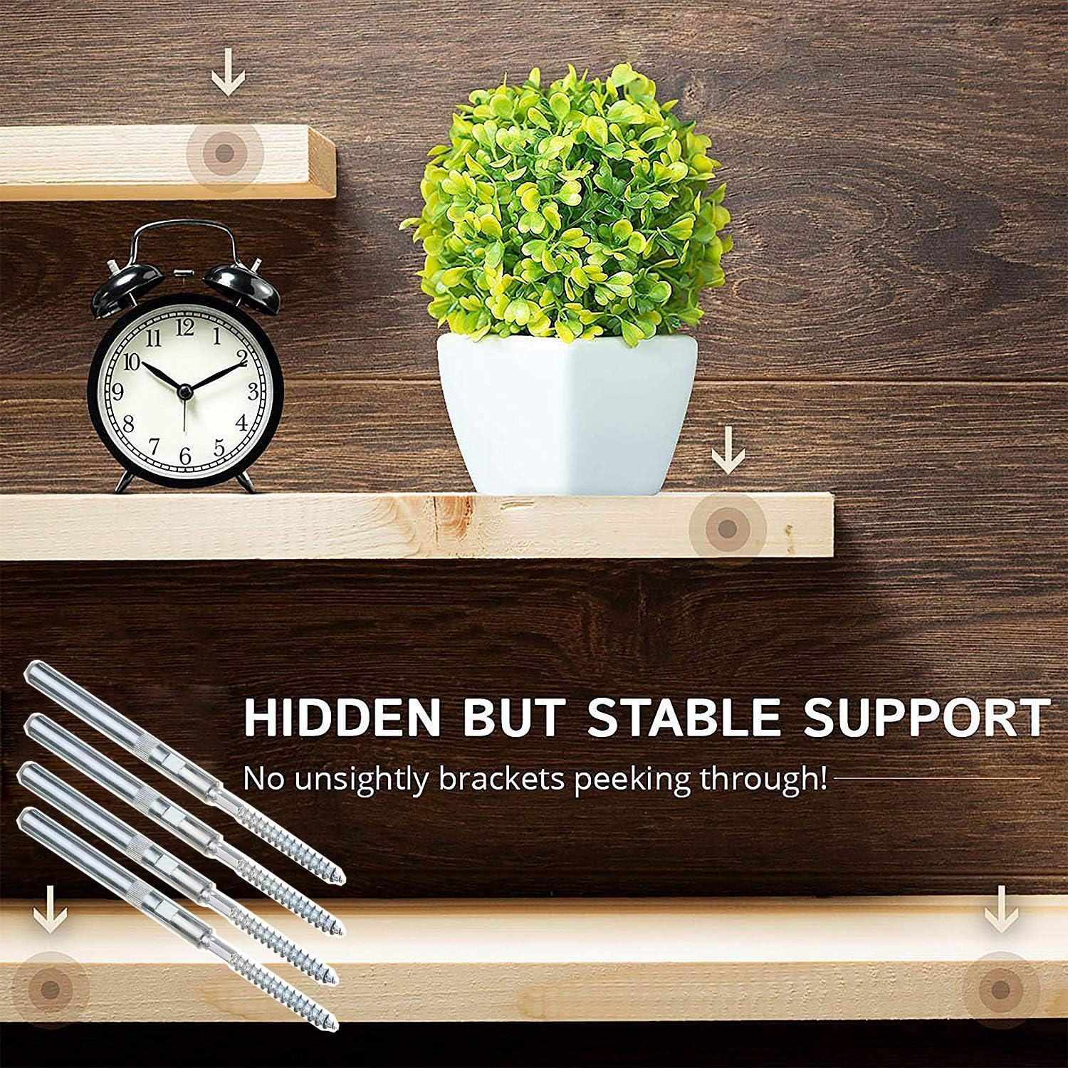 4Pcs 6-2/5" Floating Shelf Invisible Support Bracket,Hidden Shelf Support Brackets Hardened Concealed Floating Shelf Blind Wall Shelf Floating Shelf Metal Brackets