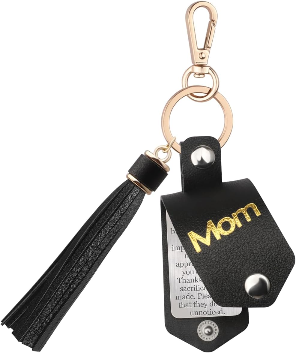 UGELOKI Engraved Leather Keychain for Mom - Mothers Day, Birthday, Christmas Gift for Women