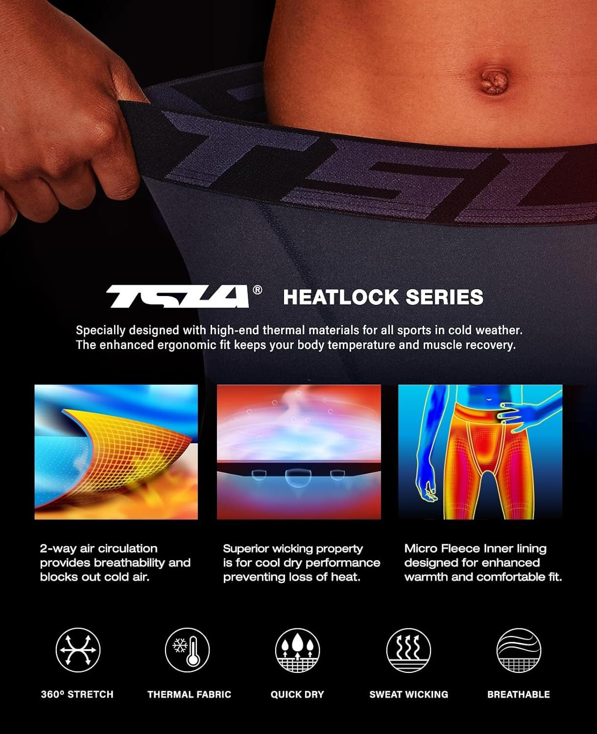 TSLA Kid'S & Boys & Girls Thermal Compression Pants, Athletic Sports Leggings & Running Tights Bottoms image number 4