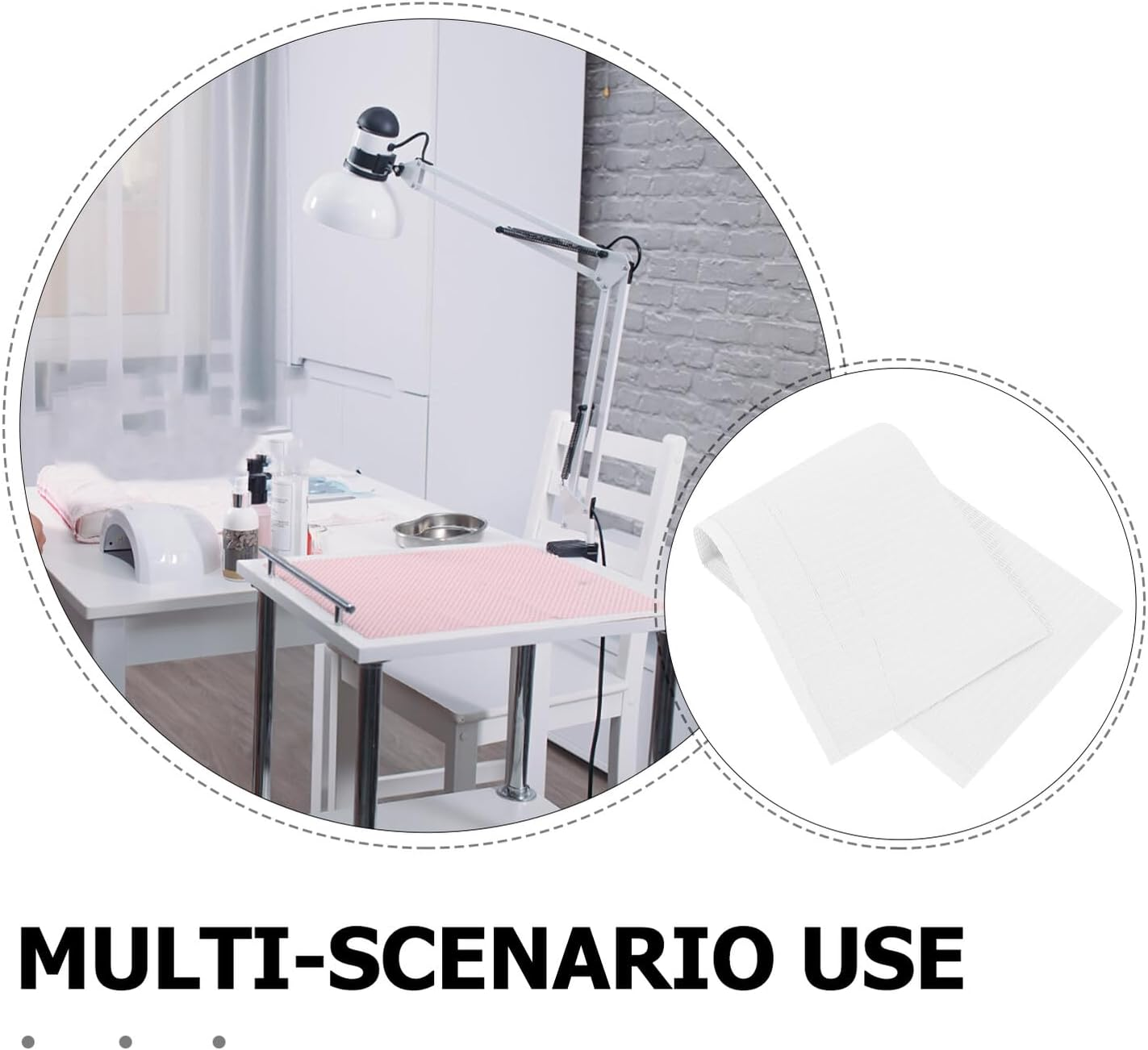 ULTECHNOVO 125Pcs Disposable Tattoo Cleaning Pads White Multi-Purpose Absorbent Table Covers Dental Bibs for Nail Art Makeup and Beauty Treatments