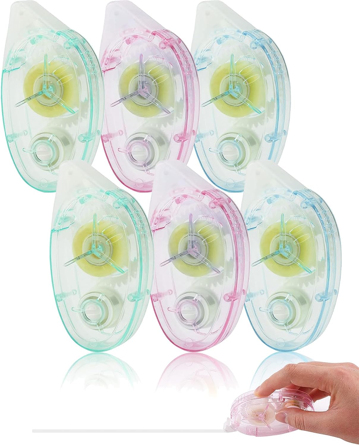 6Pcs Glue Roller Permanent Adhesive Glue Tape Double Sided Dispenser Transparent Runner Tape Pen for DIY Craft Card Marking Scrapbooking Photo Album Journal 10M*8Mm image number 6