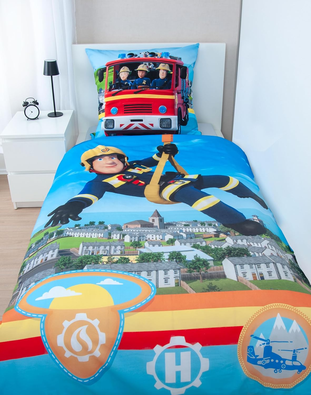 Herding Fireman Sam Bed Linen, Pillowcase Approx. 80 X 80 Cm, Duvet Cover Approx. 135 X 200 Cm, with Branded Zip, 100% Cotton/Renforc&eacute; image number 1