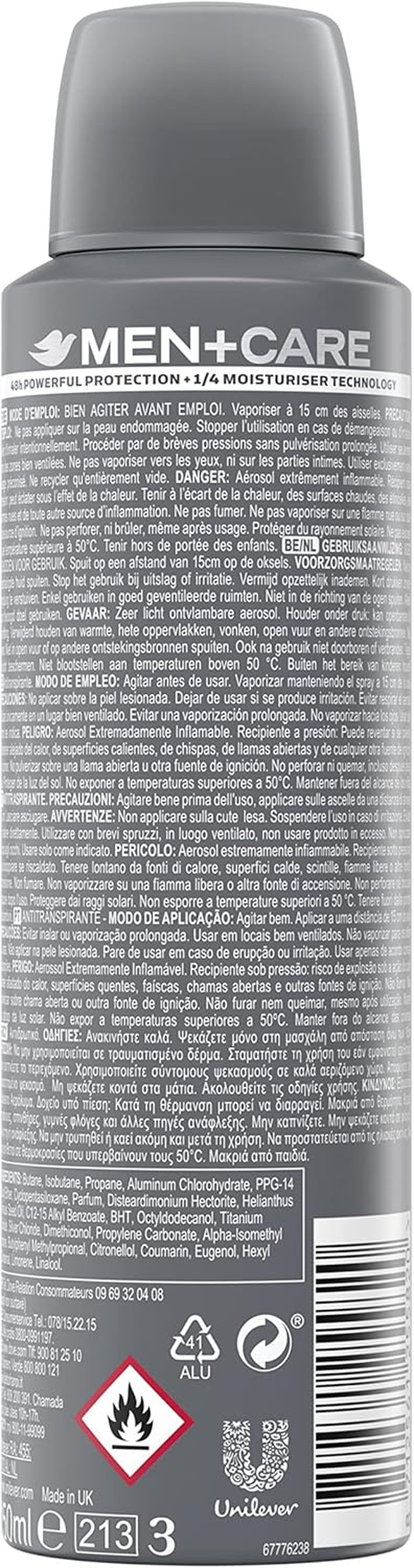 Dove Men+Care Silver Control Body Spray for Men, 150 Ml