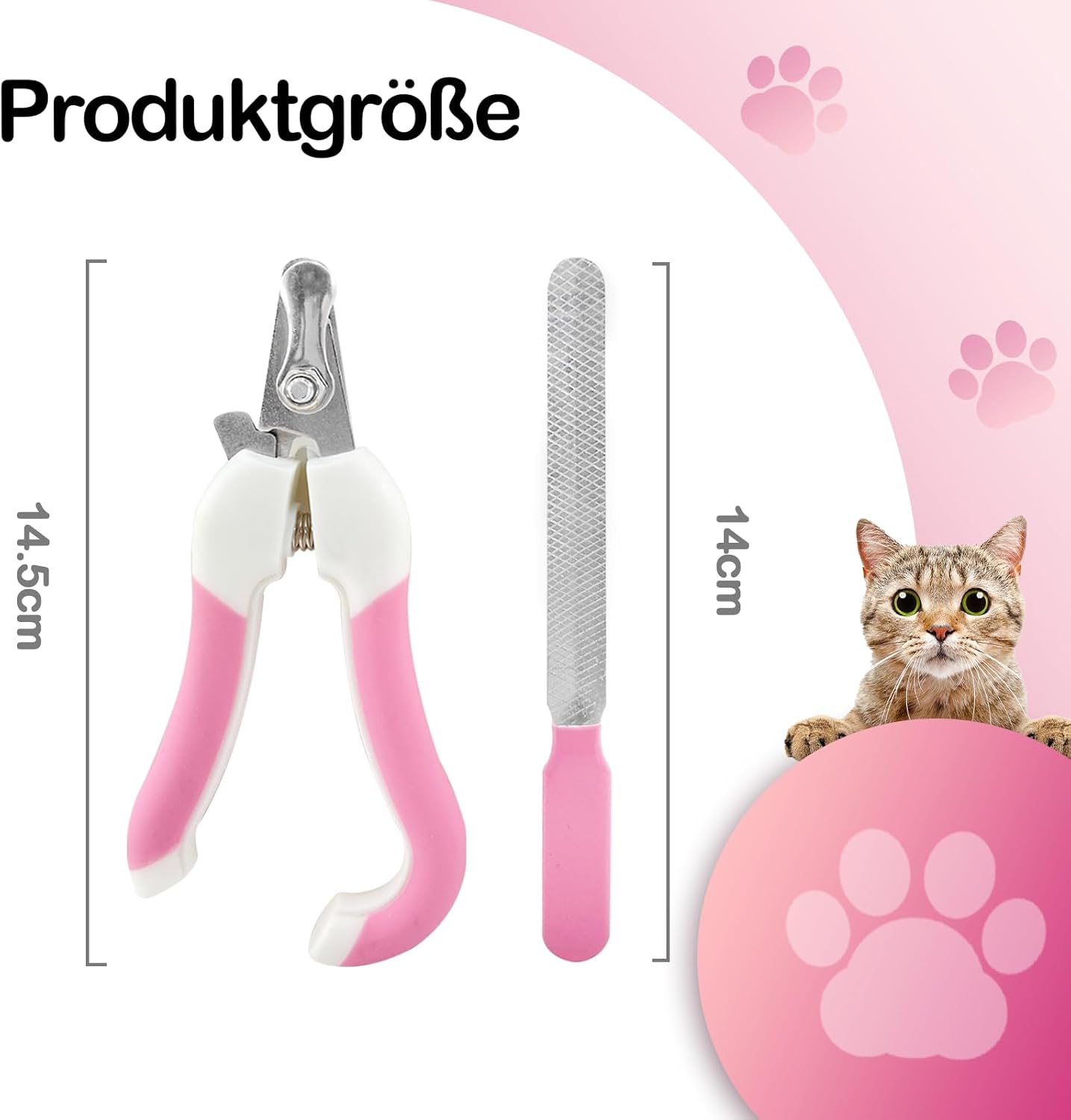 Cat Brush, Dog Brush, Pet Brush with Nail Clippers, Nail Files for Dogs, Cats, Clean Pet Hair from the Brush with One Button, for Long Hair and Short Hair image number 4