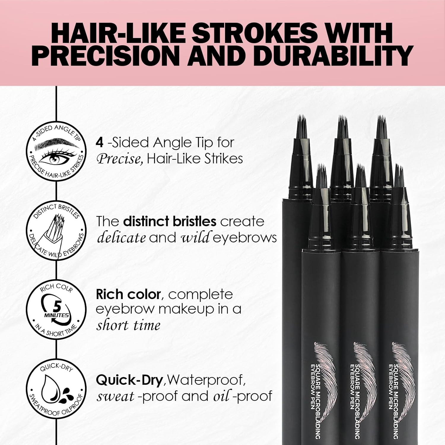 Anglicolor Eyebrow Pen Simple and Easy to Use，Microblading Pen for Eyebrows Creates Hair-Like, Natural-Looking, 3D Eyebrows,All-Day, Long-Lasting Makeup Effect (03 SLATE BROWN) image number 4