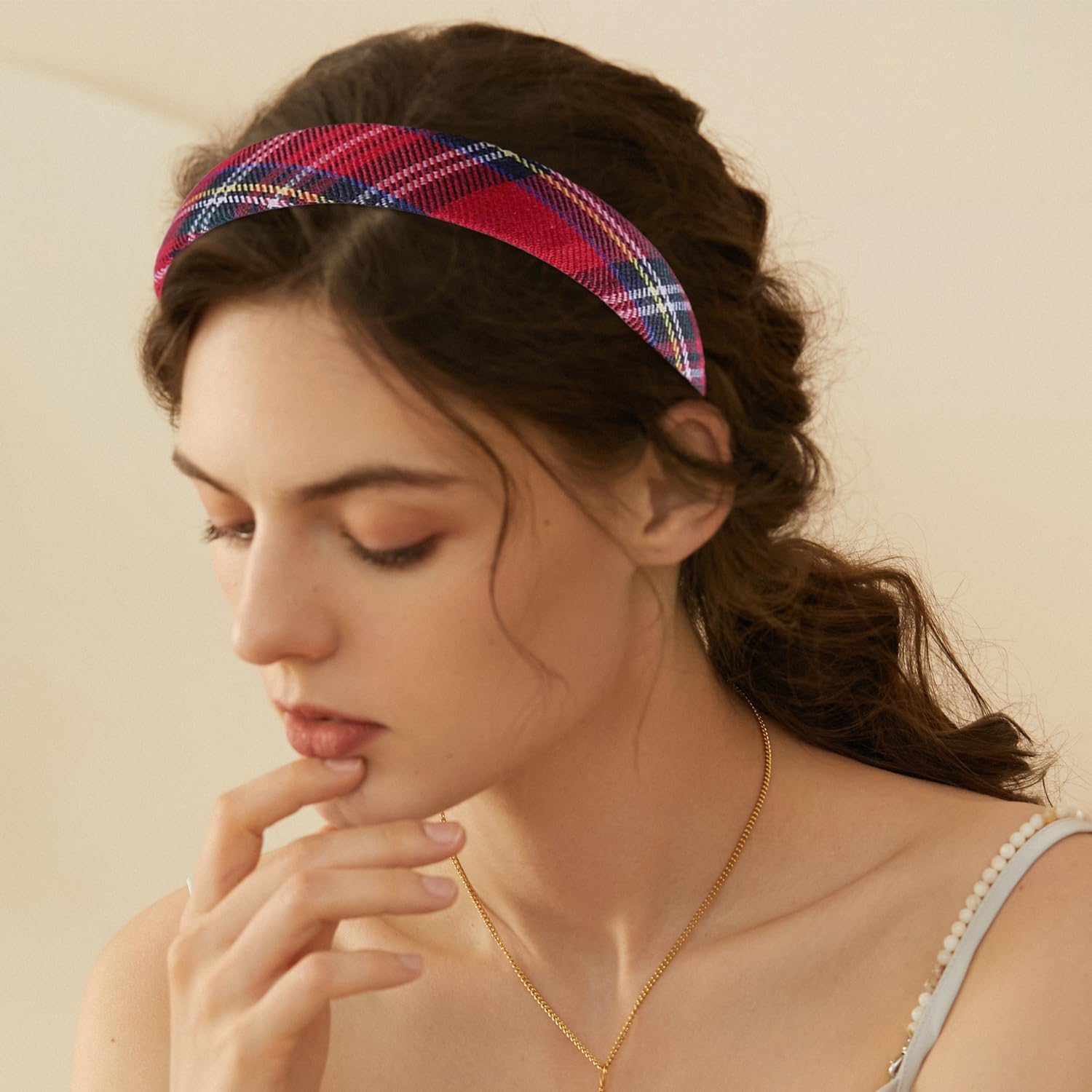 Pack of 3 Checked Headbands, Classic