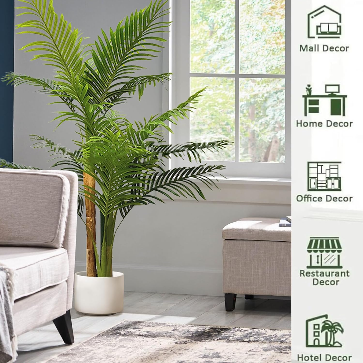 LUVAGD Artificial Palm Tree Sunflower Tree Greenery, Anti-Tilt Design, Ideal for Home and Office Indoor and Outdoor Decoration Choice (6.2Ft)