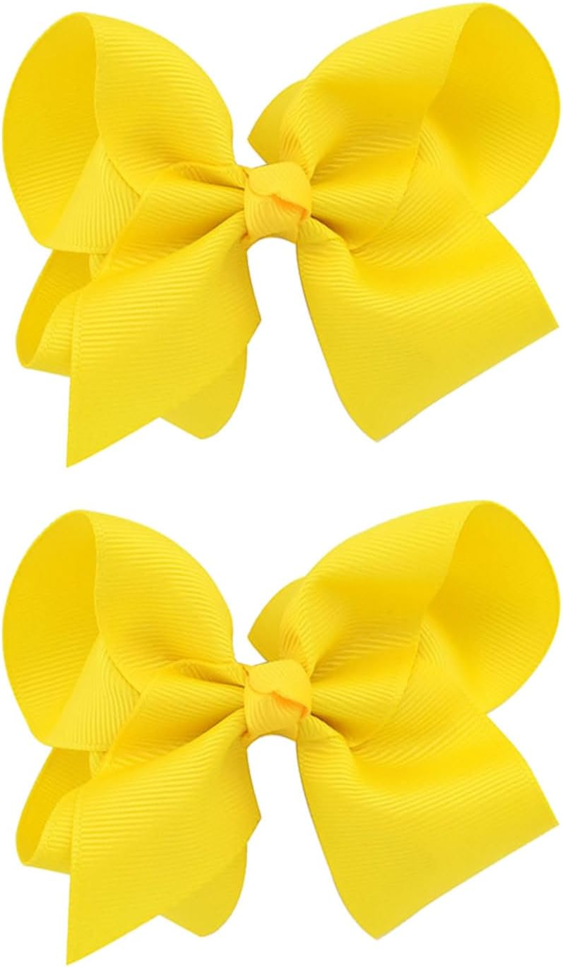 Cosmeria Yellow Hair Bows for Girls, Set of 2, Handmade from Grosgrain with Alligator Clips, Perfect for Nursery and Gift Ideas image number 5
