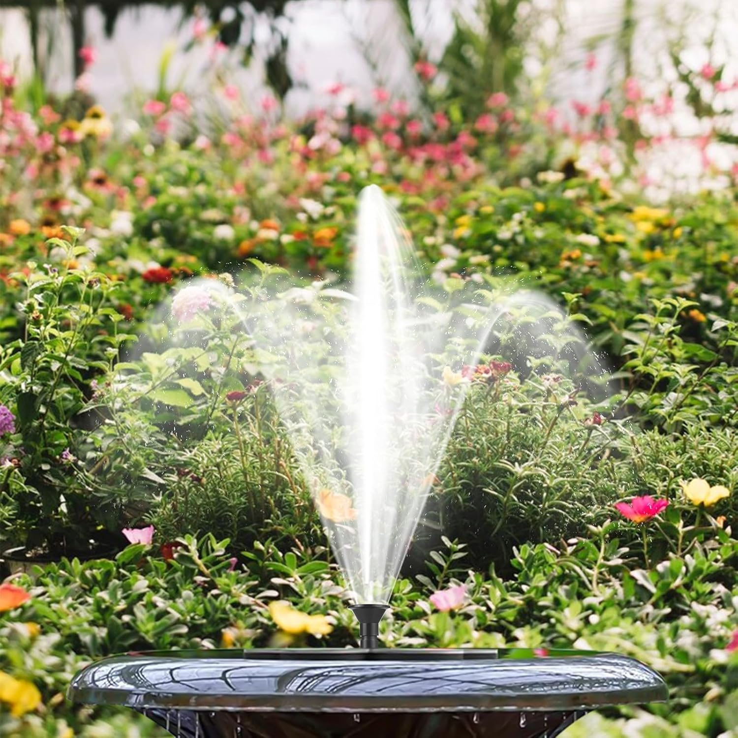 Solar Water Fountain Pump, 4W 5V Solar Panel Kit, 120L/H Flow Rate, 50Cm Lift, 6 Modes, 9 Nozzles, Black image number 6