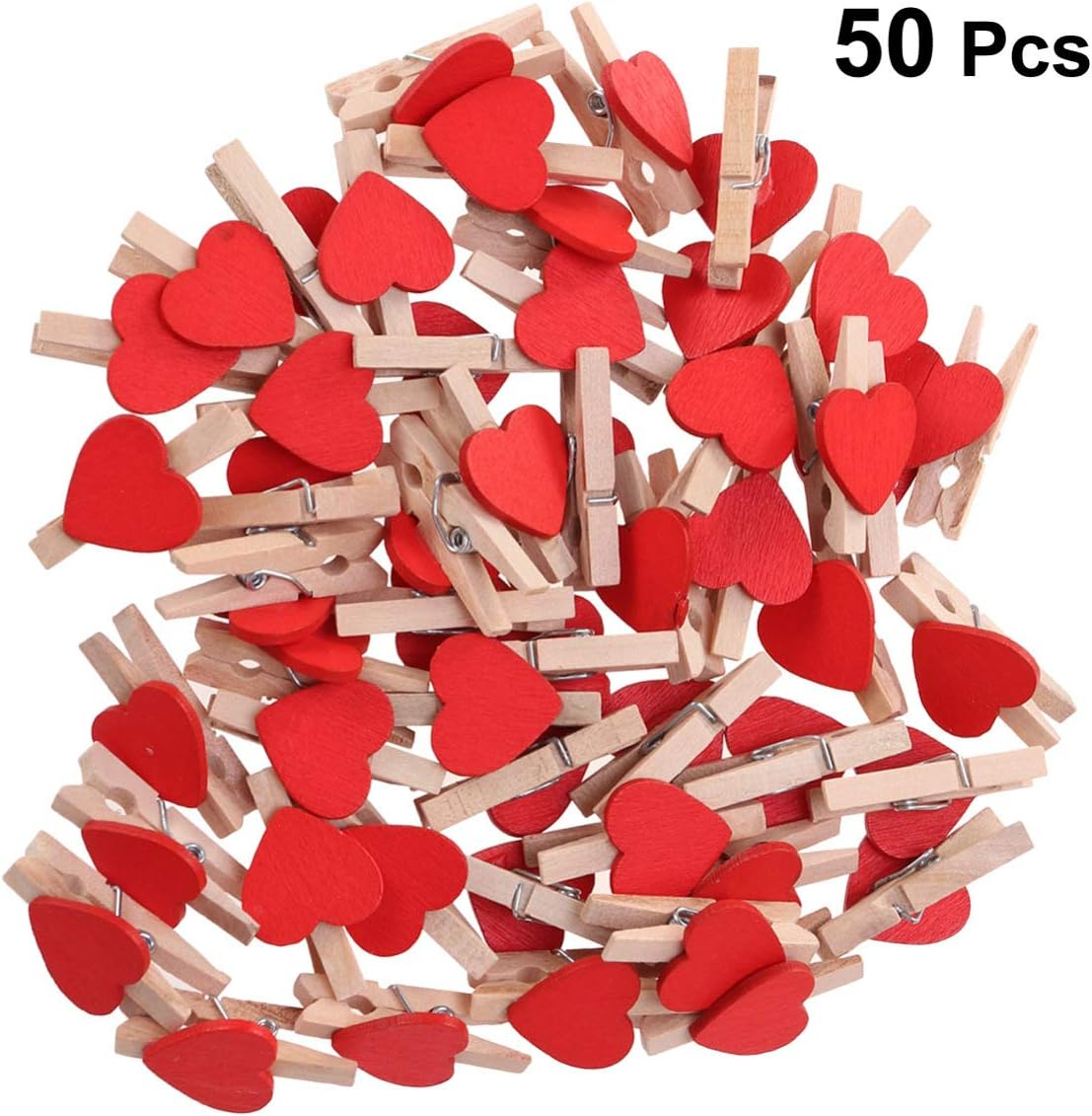 Kisangel Love Clips Mini Wooden Photo Holders Red Heart Small Craft Pegs 1.2 Inch for Home Decoration Fixation - Coffee image number 7