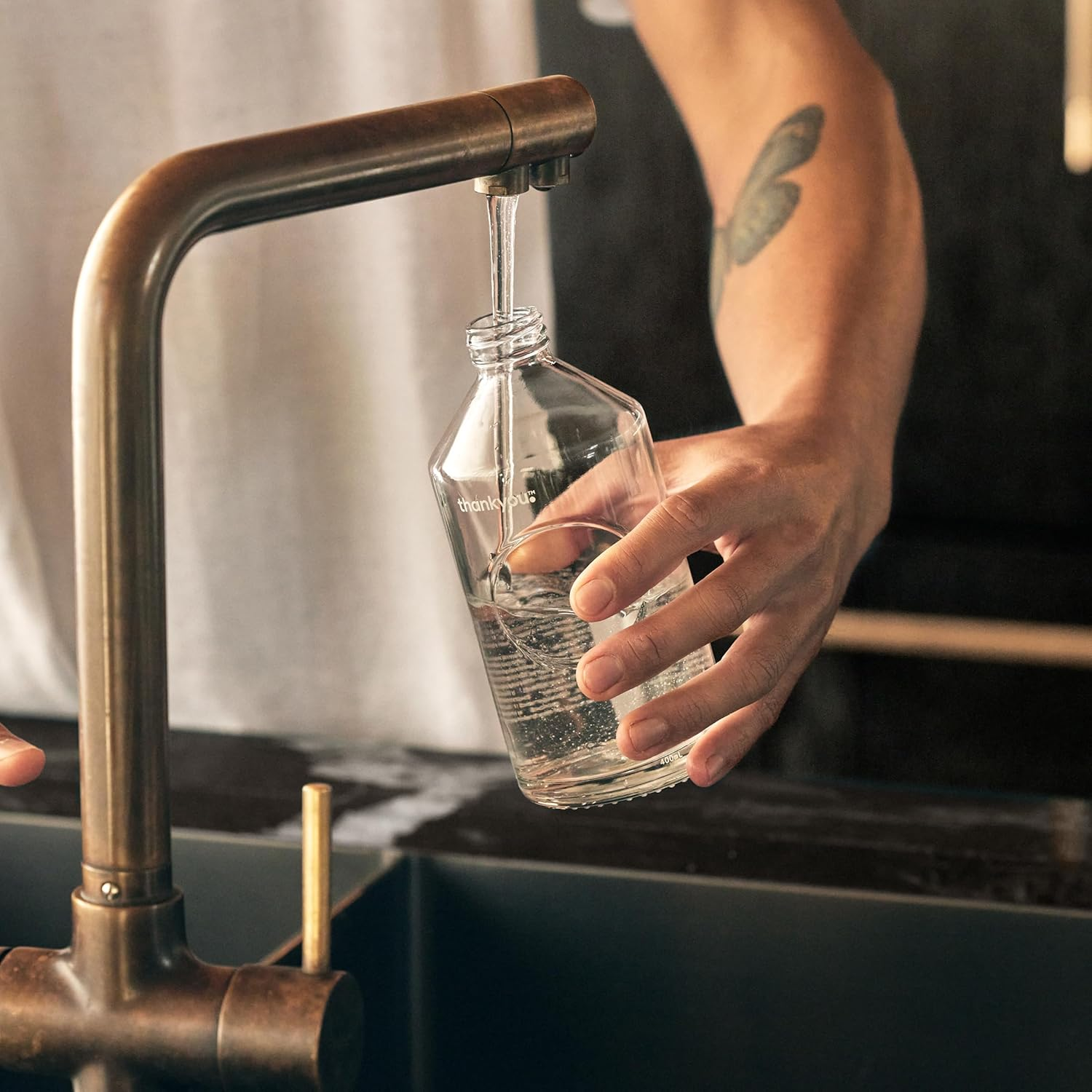 Thankyou Forever Trigger Spray Bottle, Clear Glass, 1 X 400Ml Refillable Forever Bottle with Pump image number 2