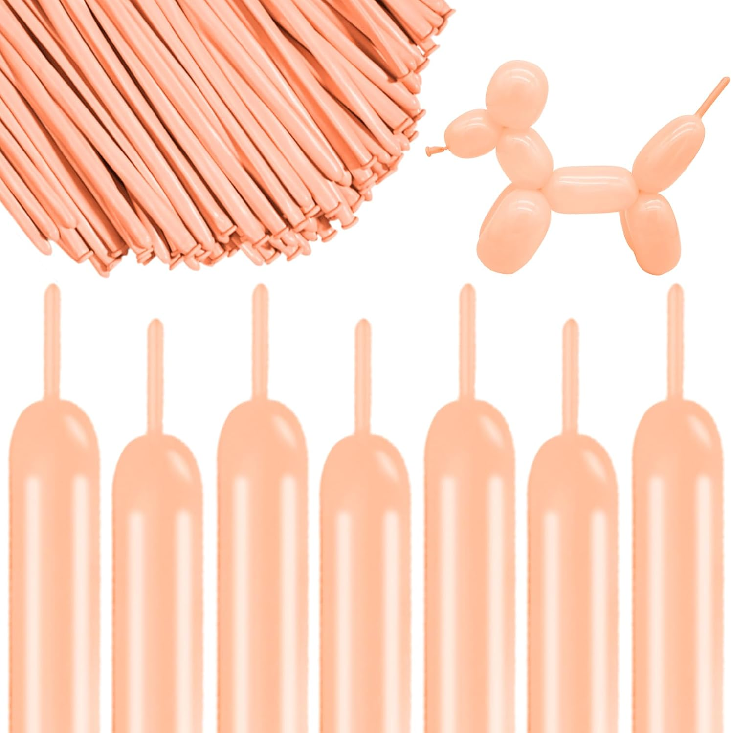 260 Long Balloons 100 Pack Pastel Orange Twisting Animal Balloons Thickening Latex Modeling Long Magic Balloons for Animal Model Weddings Birthdays Festival Party Decorations image number 5