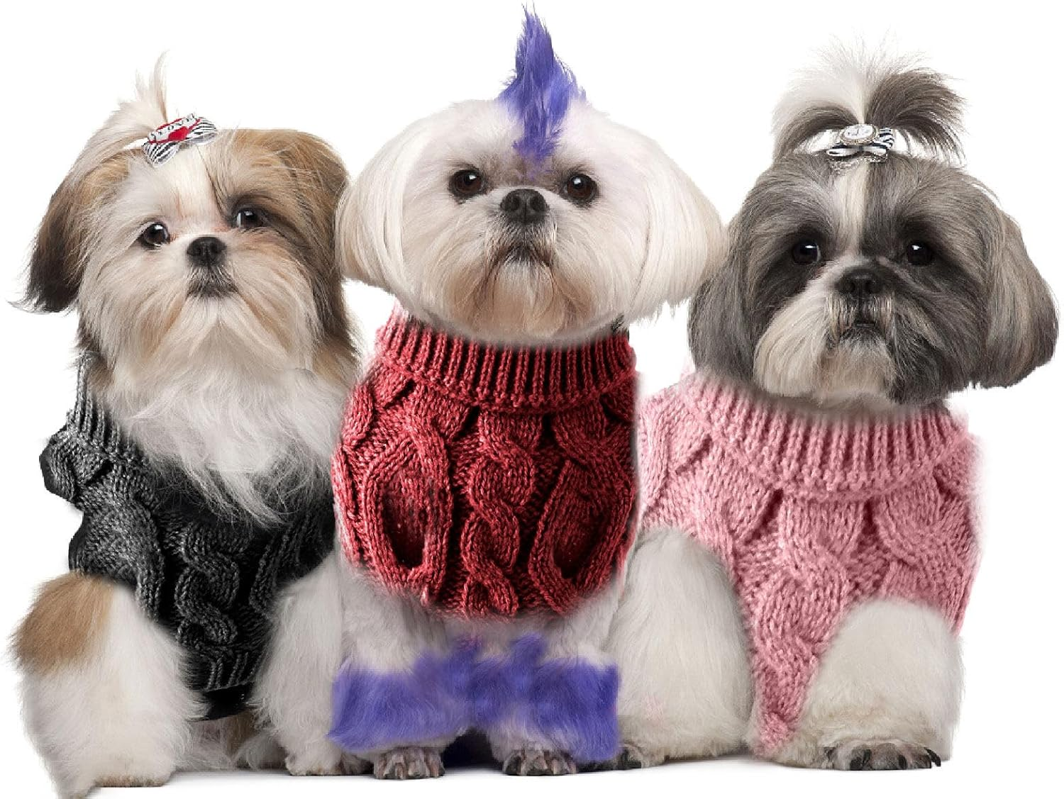 LASIEYO Dog Jumper, Small Dogs, Turtleneck Knitted Jumper, Winter Warm Dog Jumper, Pet Warm Jumper for Small Dogs (M)