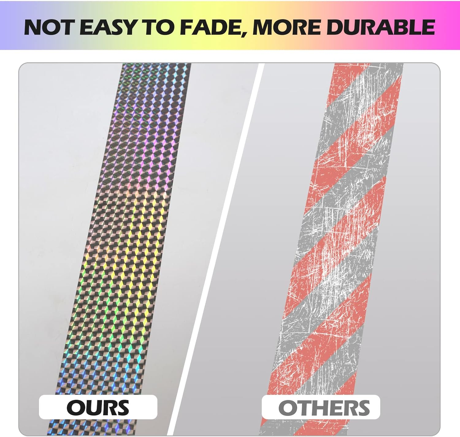 Ruolan Bird Scare Tape Ribbon(700Ft) Reflective Tape Keep Birds Away Outdoor,Double Side Bird Flash Tape, Scare Geese, Pigeon, Duck, Woodpecker image number 6