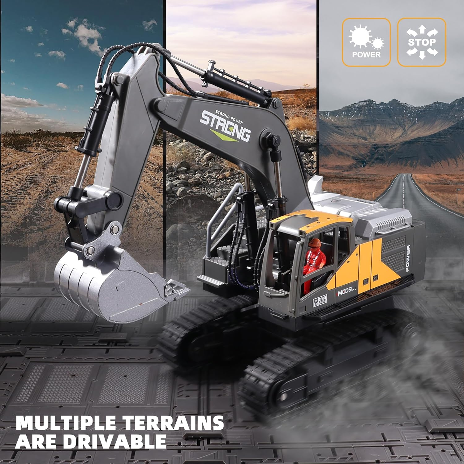 TOYVIBE 1:16 RC Excavator Australia - Hydraulic Remote Control Toy for Kids, 2.4Ghz All-Terrain Construction Vehicle, Extended Playtime, AS/NZS Certified image number 3