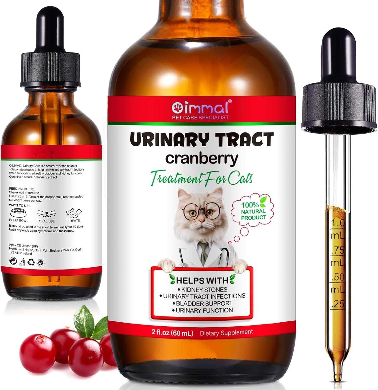 Urinary Tract Support for Cats 60Ml | Natural Liquid Supplement for Urinary Health & Comfort | Supports Bladder Function & Kidney Health | Easy-To-Use Drops