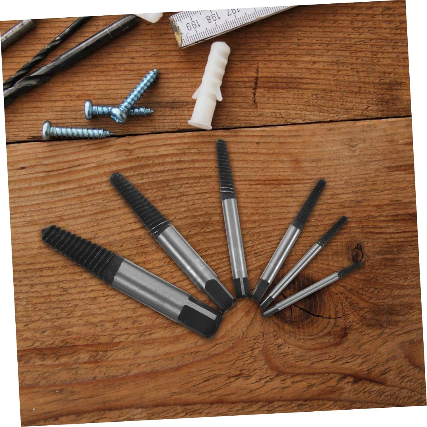 Jojofuny Damaged Screw Extractor Kit 6Pcs Extractor Tool Set Universal Bolt Extractor for Stripped Damaged Screws Bolts image number 4