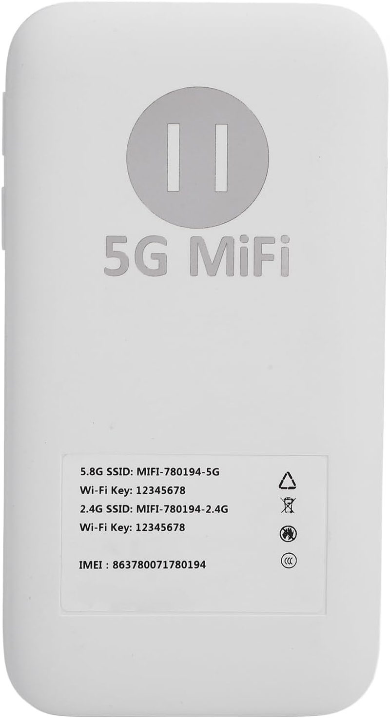 Lite 5G LTE Mobile Hotspot, Ultra High Speed Mobile Hotspot Device, 6100Mah Portable Wi Fi with SIM Card Slot, 16 Connected Devices, Dustproof and Waterproof, Portable Hotspot