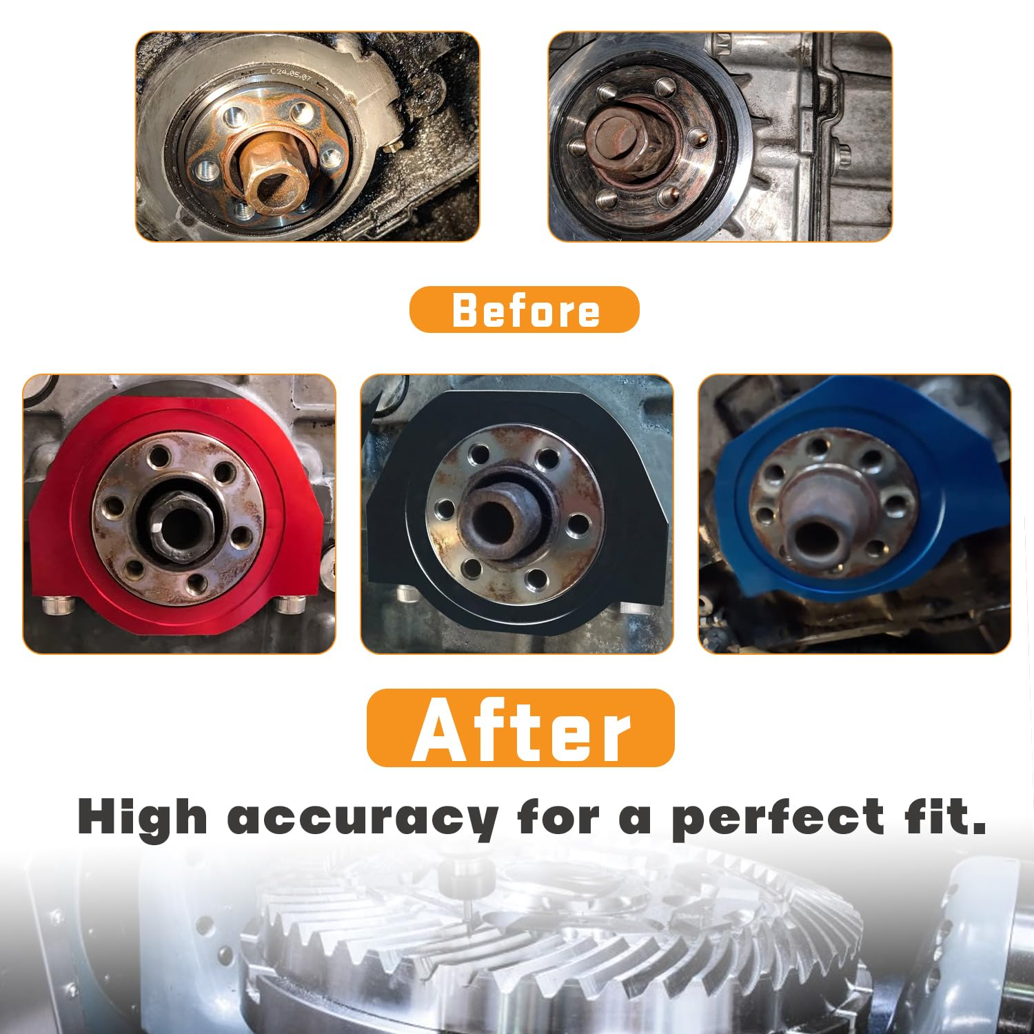 Crank Seal Guard Serpentine Belt Protection Guards Bracket Compatible with BMW 335I 535I 135I N54 N55 N52 S55 Red image number 5