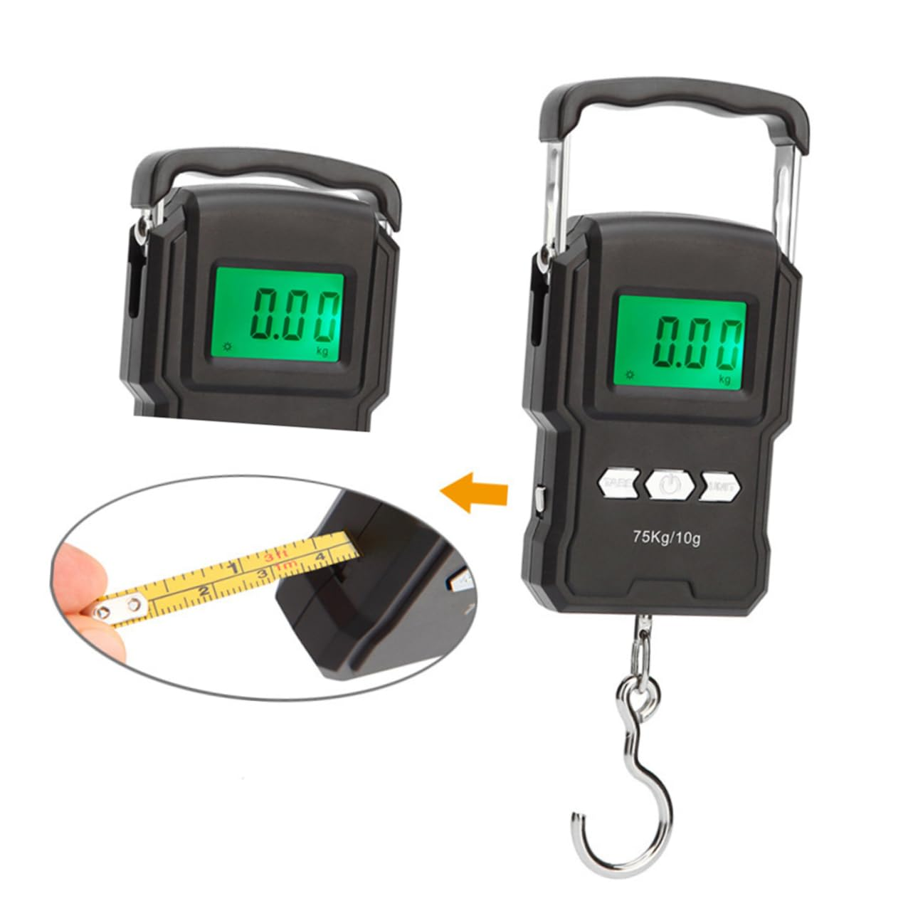 SAFIGLE Mini Luggage Scale 75Kg/10G Digital LCD Display Compact Convenient Handheld Weighing Scale ABS Steel for Travel Fishing image number 6