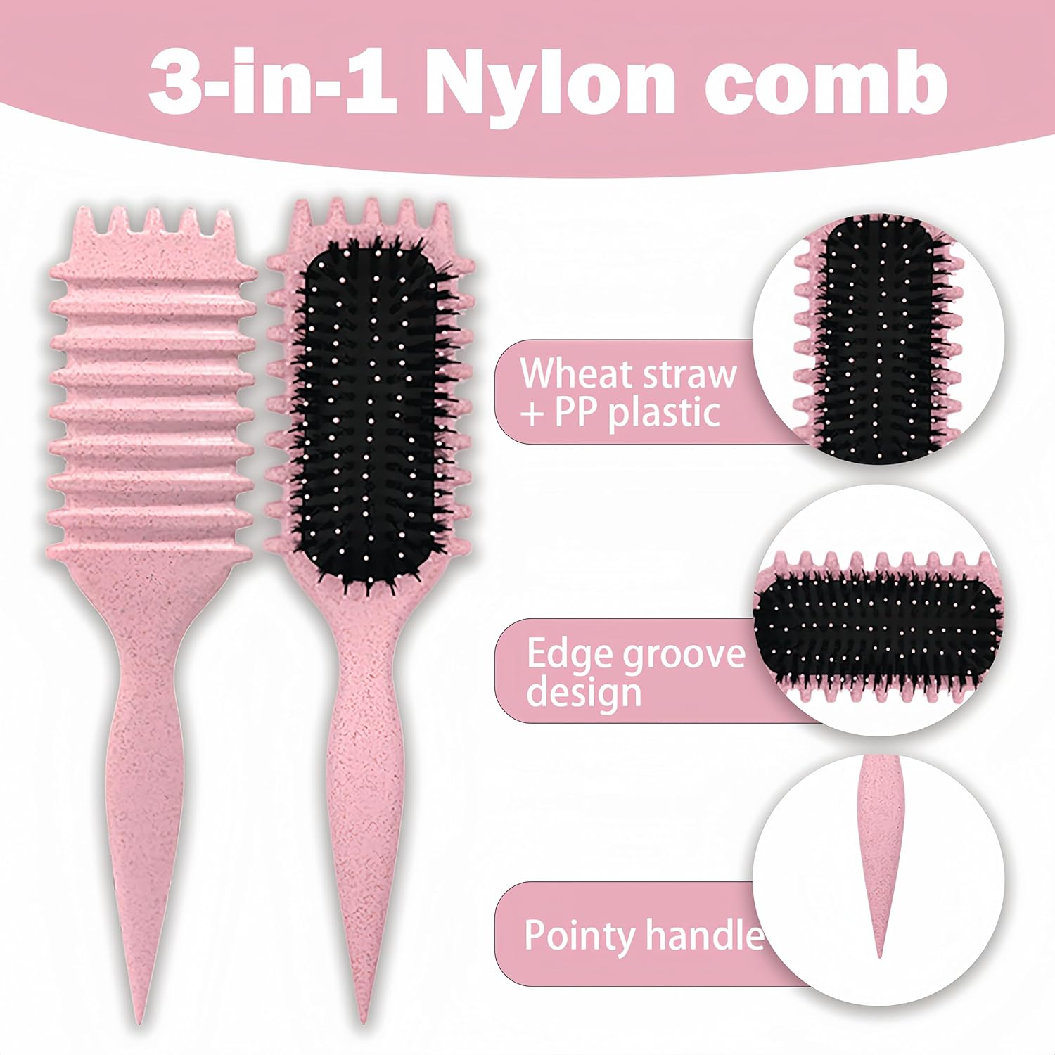 Curly Hair Brush - Detangling Styling for Men Women, Reduces Frizz Breakage, Curl Brush for All Hair Types (Green)