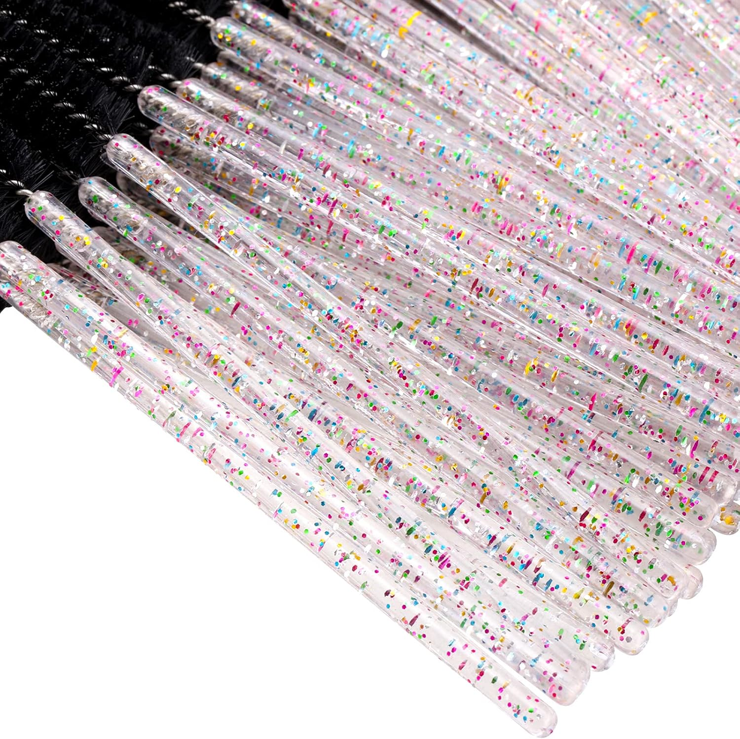 100 Pcs Crystal Eyelash Mascara Brushes Wands Applicator Makeup Sticks Disposable Eyebrow Spoolie Brush - Black