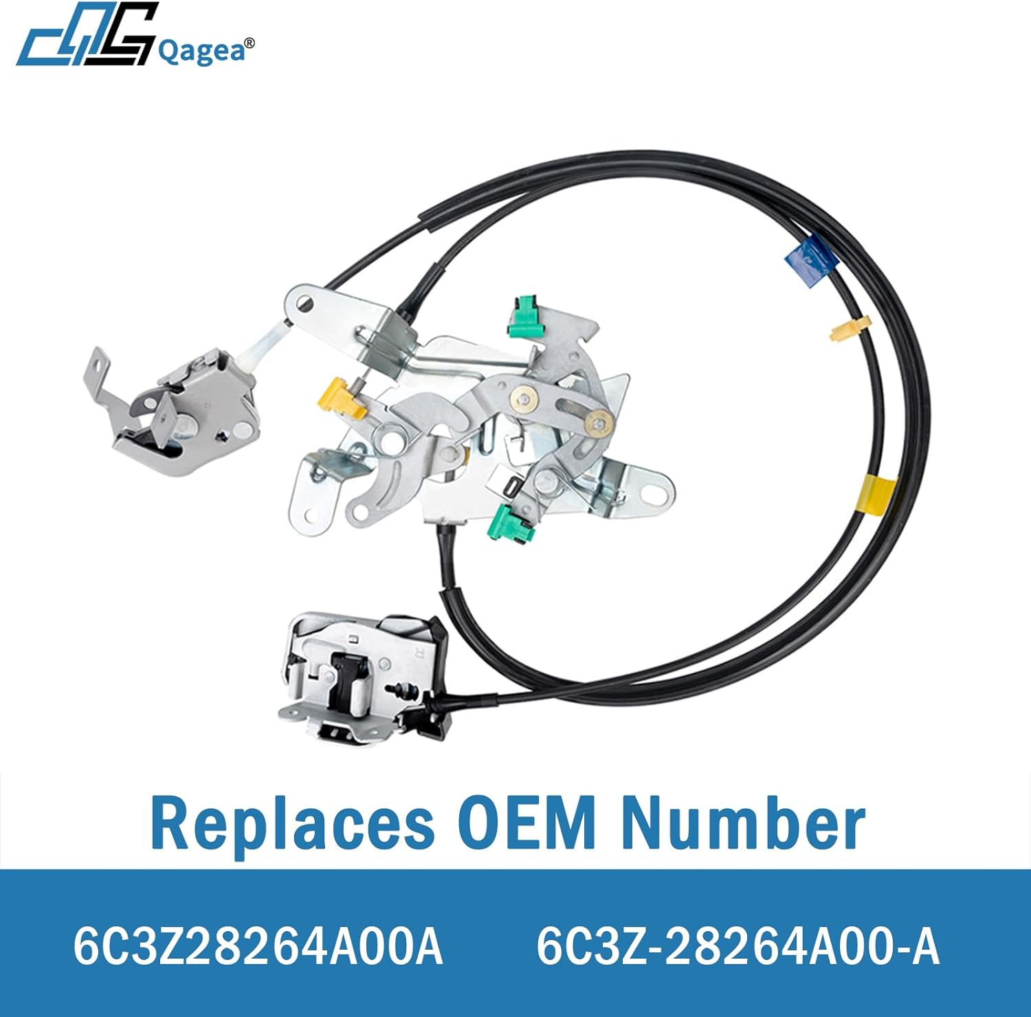 Rear Door Lock Latch & Cable - Right Passenger Side - Replacement for 1999-2007 Ford F250 F350 F450 F550 Super Duty, Upper and Lower Locking Latches Assembly Replaces# 6C3Z-28264A00-A 6C3Z28264A00A image number 1